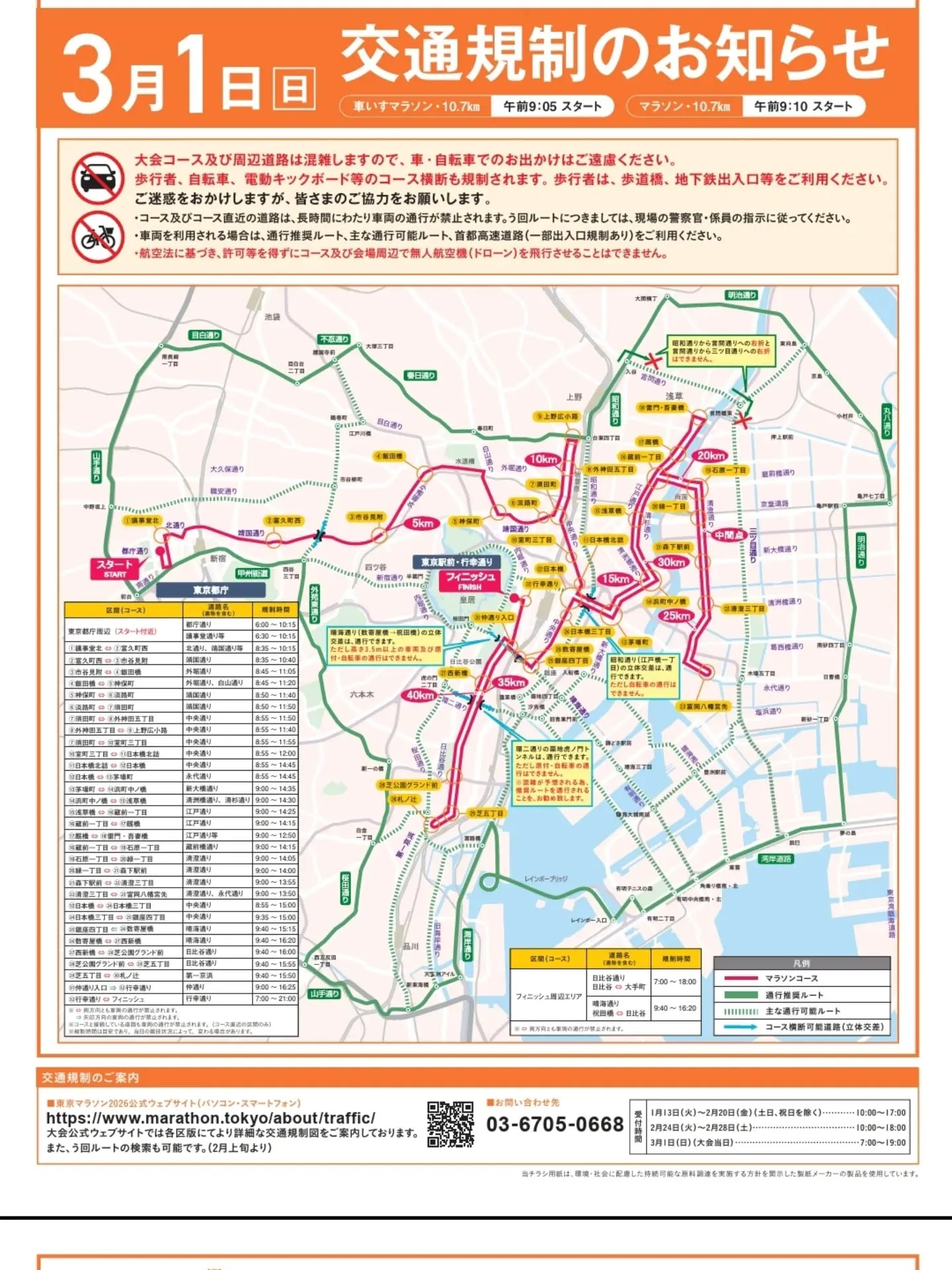 【重要】3/1(日) 東京マラソン開催に伴う交通規制のお知...